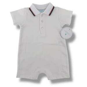 Edgehill Collection Preppy Collar Romper Baby Boy Sz 3 Mos White Red Blue
